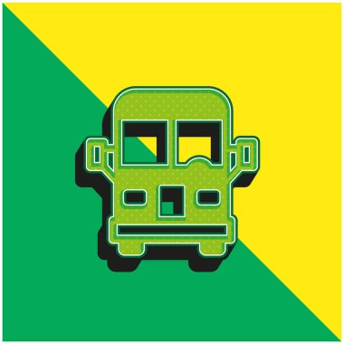 Airport Bus Green and yellow modern 3d vector icon logo clipart
