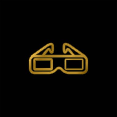 3d Spectacles For Cinema gold plated metalic icon or logo vector clipart