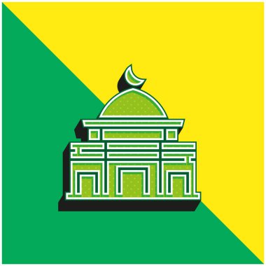 Al Aqsa Mosque Green and yellow modern 3d vector icon logo