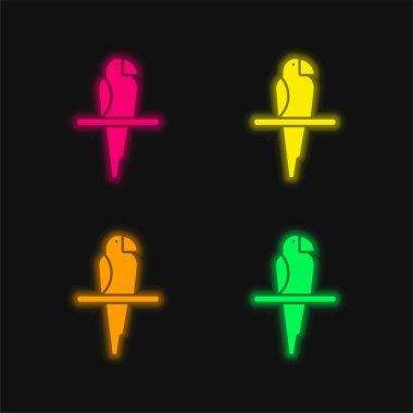 Kuş dört renk parlayan neon vektör simgesi