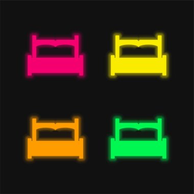 Büyük Cot dört renk parlayan neon vektör simgesi