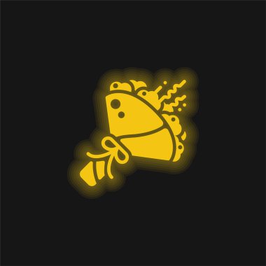 Buket sarı parlak neon simgesi