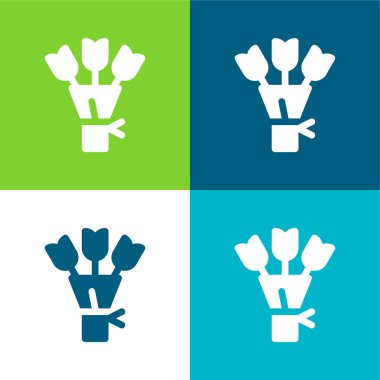 Buket Düz 4 renk en küçük simge seti