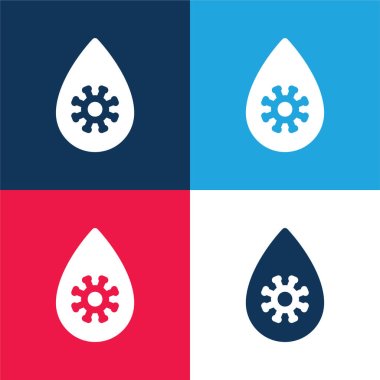 Blood Test blue and red four color minimal icon set clipart