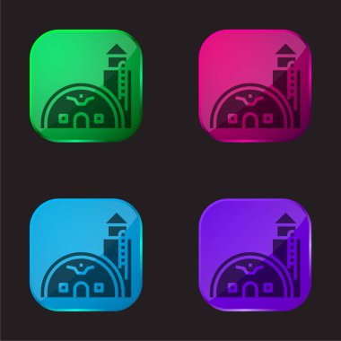 Base four color glass button icon clipart
