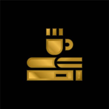 Kitap altın kaplamalı metalik simge veya logo vektörü