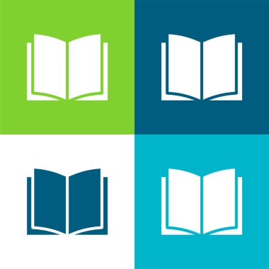 Kitap Düz 4 renk minimal simgesi seti