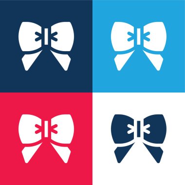 Baş mavi ve kırmızı dört renk minimal simge kümesi