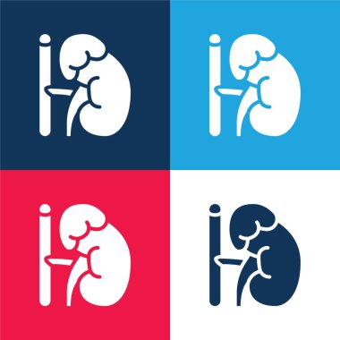 Adrenal Gland blue and red four color minimal icon set clipart