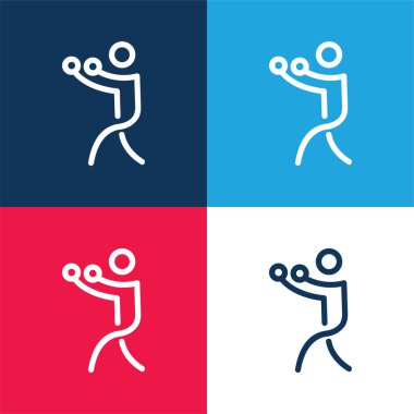 Boks Çubuğu Adam mavi ve kırmızı en az dört renk simgesi