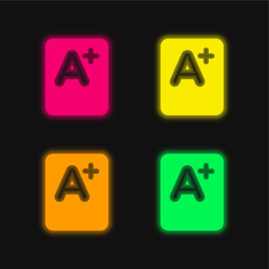 A + Mark dört renk parlayan neon vektör simgesi
