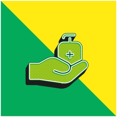 Antiseptik yeşil ve sarı modern 3d vektör simgesi logosu