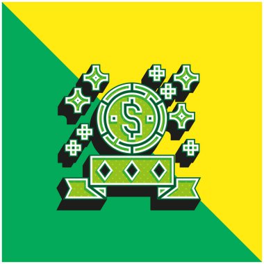 Bonus Yeşil ve Sarı modern 3d vektör simgesi logosu