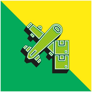 Hava Taşımacılığı Yeşil ve Sarı 3D modern vektör simgesi logosu