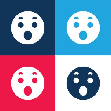 Şaşırtıcı mavi ve kırmızı dört renk minimal simge kümesi