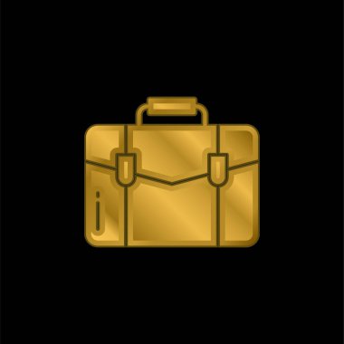 Evrak çantası altın kaplama metalik simge veya logo vektörü