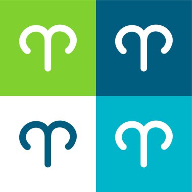 Aries İmzası Düz 4 renk minimal simgesi seti