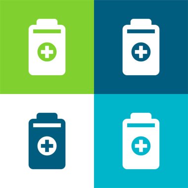 Batarya Düz 4 renk en küçük simge seti