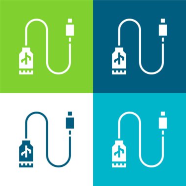 Adapter Flat four color minimal icon set clipart