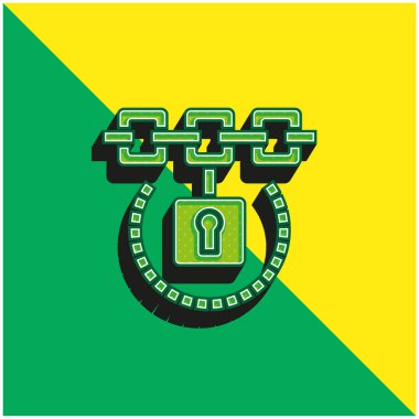 Engelleme zinciri Yeşil ve Sarı 3d vektör simgesi logosu