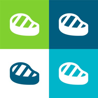 Biftek Düz Düz 4 renk simge seti