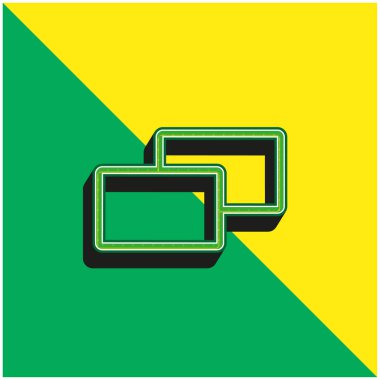 2 Kare Yeşil ve Sarı Modern 3D vektör simgesi logosu