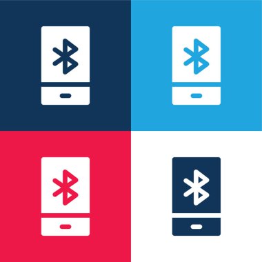 Bluetooth mavi ve kırmızı dört renk minimal simgesi