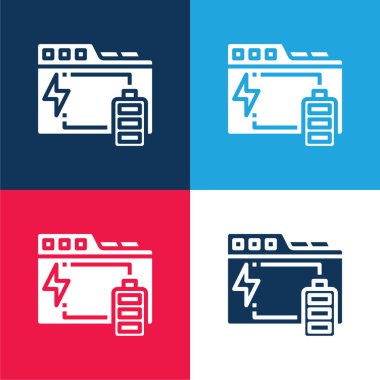 Backup blue and red four color minimal icon set clipart