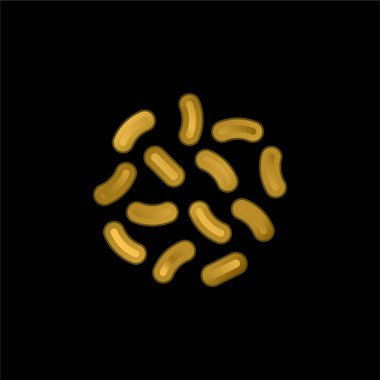 Bakteri altın kaplama metalik simge veya logo vektörü