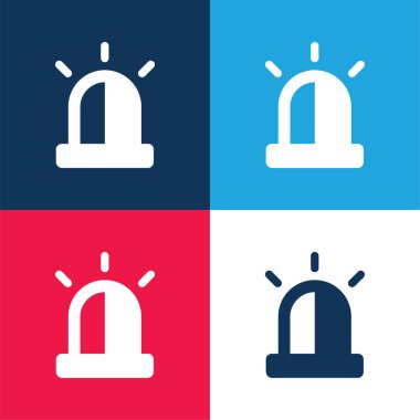 Alarm mavi ve kırmızı dört renk en düşük simge kümesi