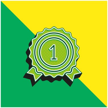 Ödül Yeşil ve Sarı Modern 3D vektör simgesi logosu