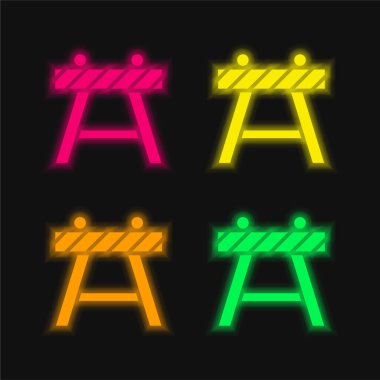 Barricade four color glowing neon vector icon clipart