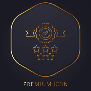 Rozet altın çizgi prim logosu veya simgesi