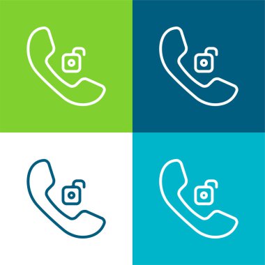 Auricular Telefon Kilitli Düz Düz 4 renk simgesi seti