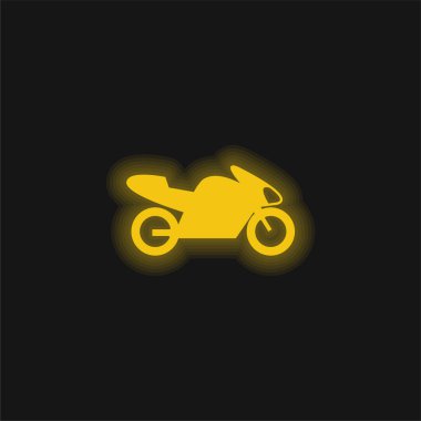 Bike With Motor, IOS 7 Interface Symbol yellow glowing neon icon clipart