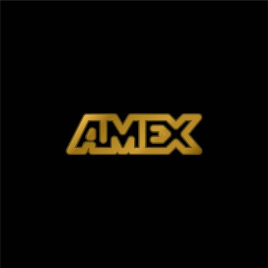 Amex altın kaplama metalik simge veya logo vektörü