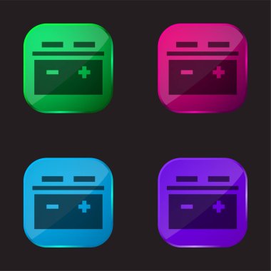 Battery four color glass button icon clipart