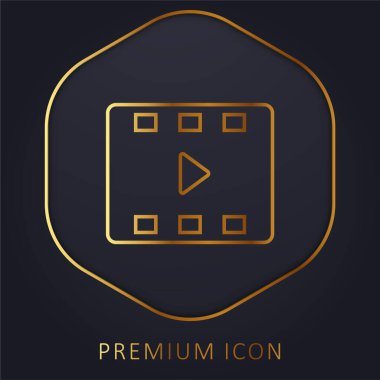 Büyük Play Düğmesi altın çizgi premium logosu veya simgesi
