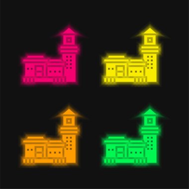 Bo Kaap four color glowing neon vector icon clipart