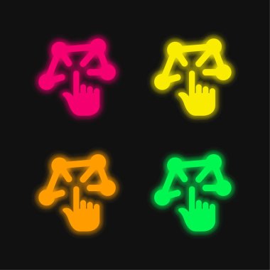 3d Modelleme dört renk parlayan neon vektör simgesi