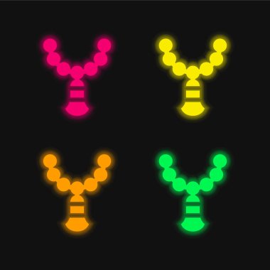 Dört renkli parlak neon vektör simgesi