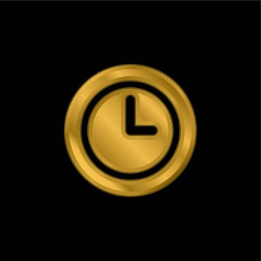 Siyah Saat altın kaplamalı metalik simge veya logo vektörü