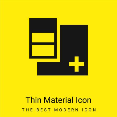 Üç Dikey Dikdörtgenli Kare Düğme Ekle Asgari parlak sarı malzeme simgesi