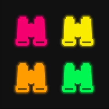 Dürbünler dört renk parlayan neon vektör simgesi