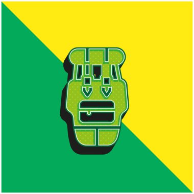 Sırt çantası yeşil ve sarı modern 3d vektör simgesi logosu