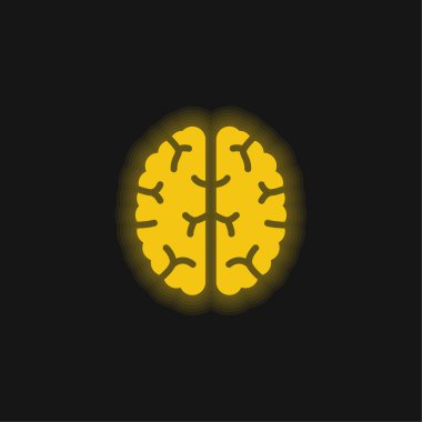 Beyin Cenit Görünümü Sarı parlak neon simgesi