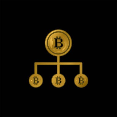 Bitcoin Down Satır Grafik altın kaplama metalik simge veya logo vektörü