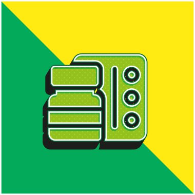 Antidepresan Yeşil ve sarı 3D vektör simgesi logosu