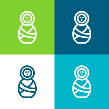 Bebek Dış Hattı Düz 4 renk en küçük simge seti