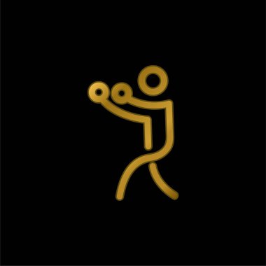 Boxing Stick Man gold plated metalic icon or logo vector clipart